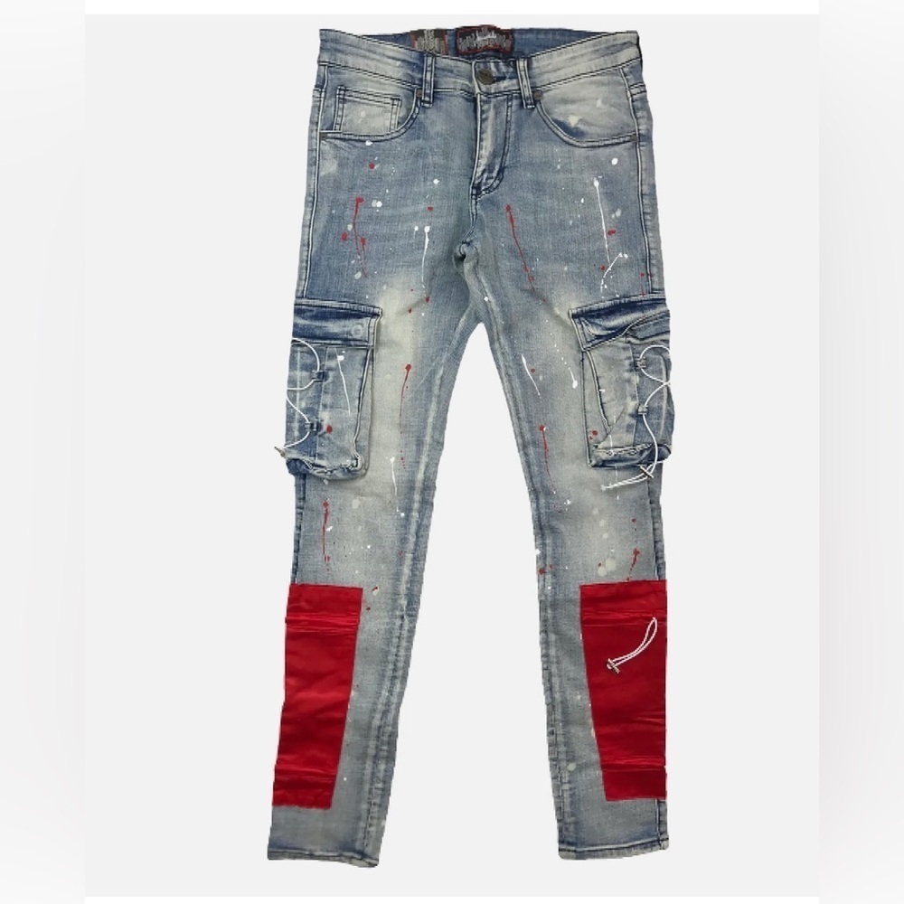 Men DENIMICITY Light Blue Wash Tactical Denim